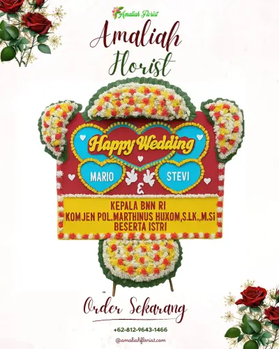 Karangan Papan Bunga Pernikahan di Manukan Wetan